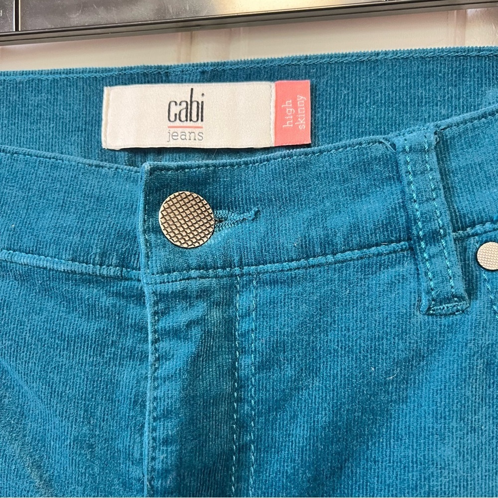 Cabi High Skinny Jeans Teal Blue Size 8 Corduroy Slim Stretch Pants - Picture 2 of 4